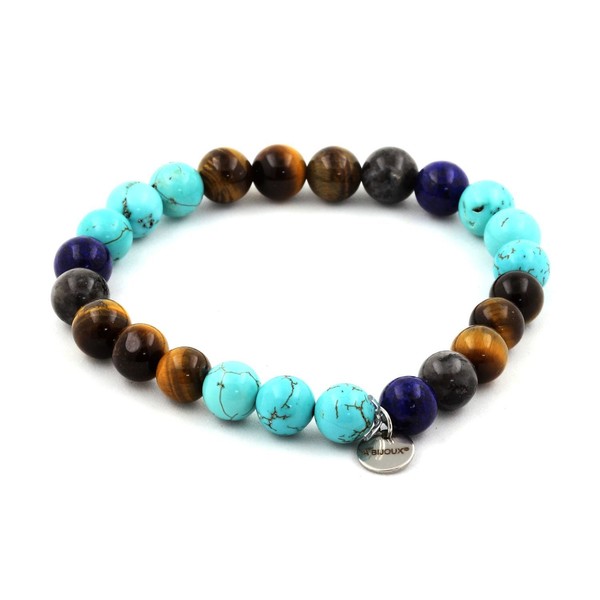 Armband Perlen Labradorit + Tigerauge + TüRkis + Lapislazuli Hergestellt-image