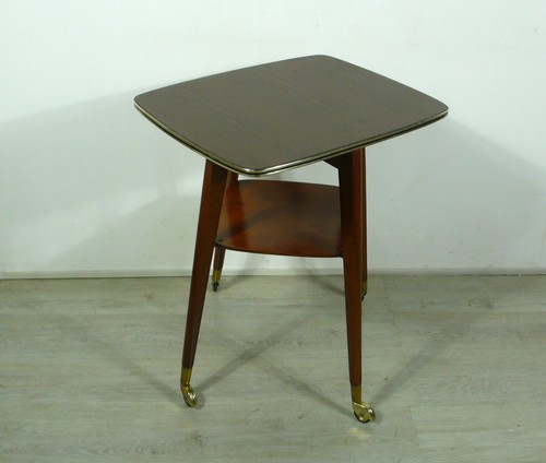 50er 60er TV Drehtisch Beistelltisch auf Rollen mit Ablage Mid Century Modern - Bild 5 von 7