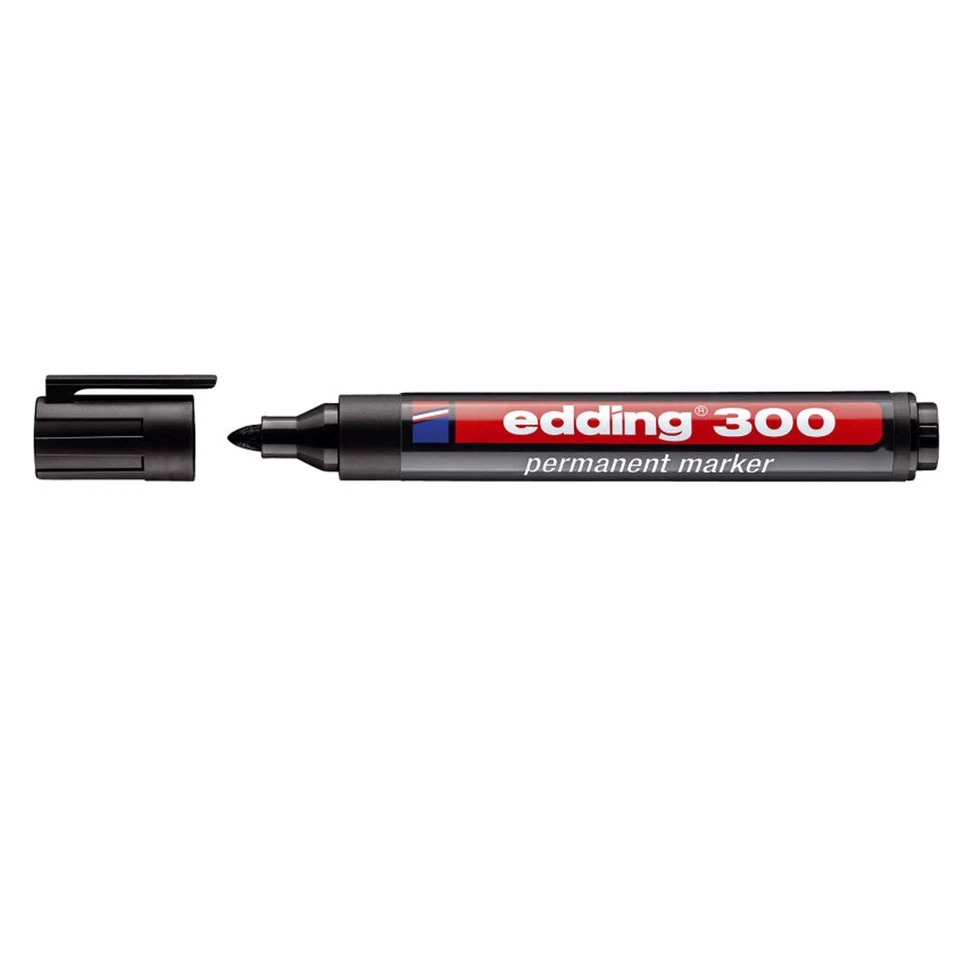 10 x Edding 300 Permanentmarker Filzstift nachfüllbar 1,5-3mm Rundspitze schwarz - Bild 3 von 4