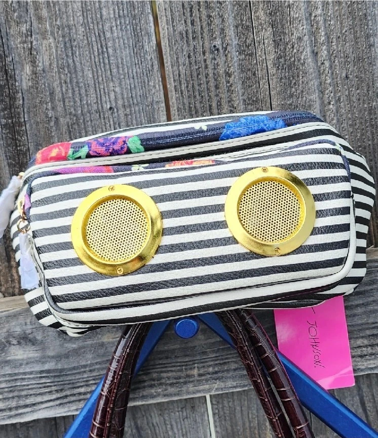 Betsey Johnson 'Speak Up' Striped Fanny Pack Belt Bag NWT - SPEAKERS WORK! Rare!