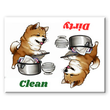 AKITA Clean Dirty DISHWASHER MAGNET Must See DOG