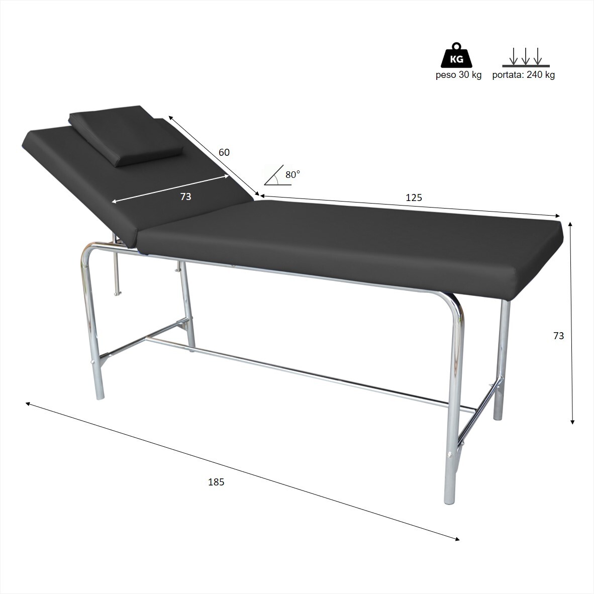 Table De Massage Fixe SHIVA En Acier - Pour Institut, Esthétique, Tatouage, Neuf