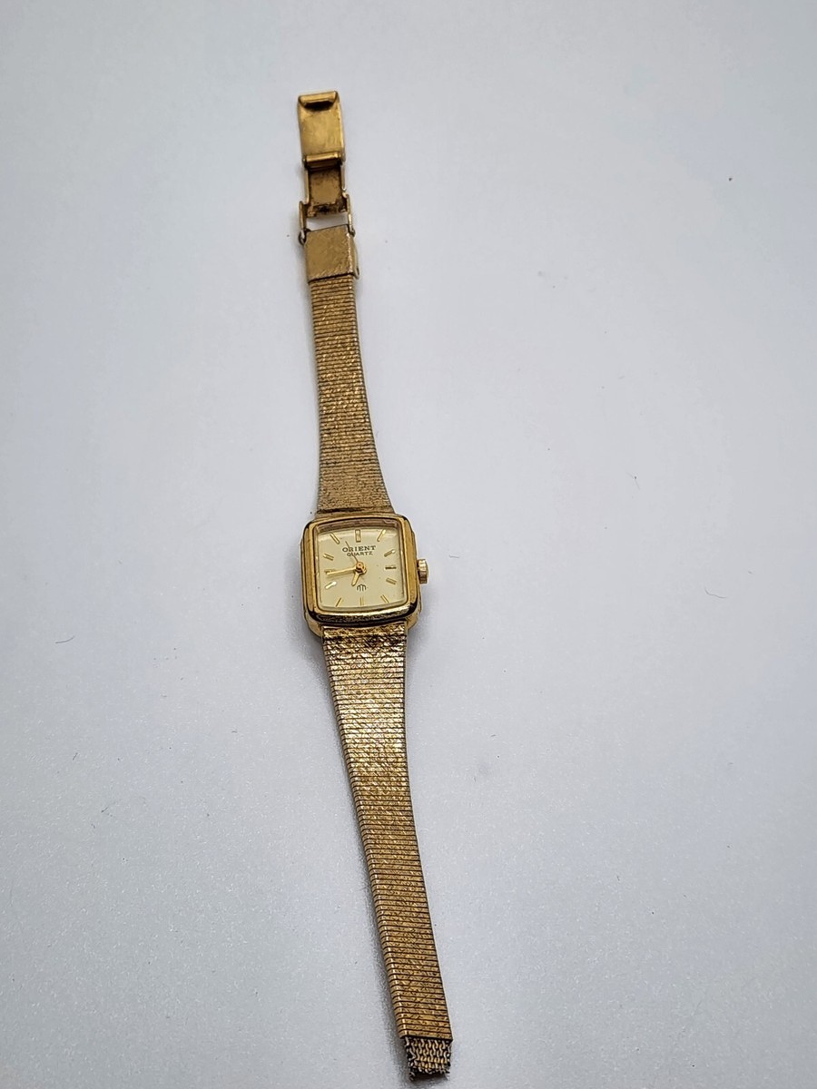 Vintage Orient Gold Tone Metal Broken Band Ladies Gp Ose45f143