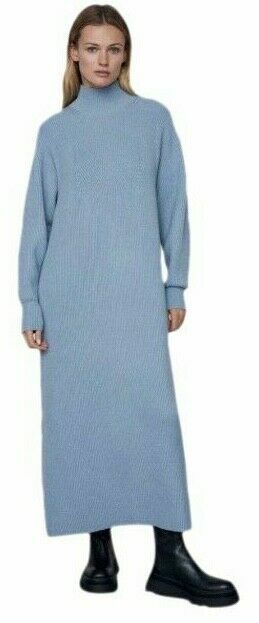 Zara Blue Ribbed Knit Dress NWT ZARA Blue Ribbed High Neck Knit Long Pinterest/Runway Fav Zara Blue Ribbed Knit Dress NWT ZARA Blue Ribbed High Neck Knit Long Pinterest/Runway Fav