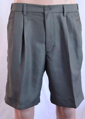 Axis Men Size 36 Gray Khaki Shorts Pleated Front Slash Pockets