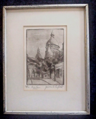 James V. Cupoli SACRE COEUR, PARIS 1950s Original Etching/Signed/Numbered/Framed
