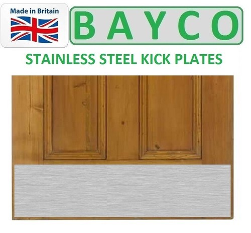 DOOR PROTECTION PLATE/KICK PLATE WITH SCREWS. STAINLESS STEEL FOR TIMBER DOORS - Picture 1 of 6