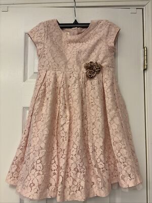 Laura Ashley London GirlPink Lace Babydoll Style Short Sleeve Dress Size 6X