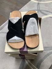 New Clarks Womens Perri Cove Sandals Black Leather 8