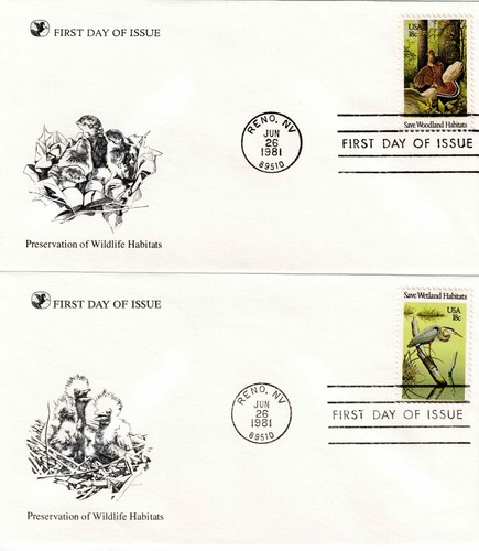 US Scott #1921-24, First Day Covers 6/26/81 Reno Single Wildlife - Picture 2 of 2