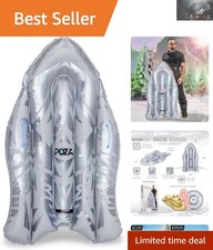 Stylish Silver Inflatable Snow Sled with Handles   PVC   44 Inch