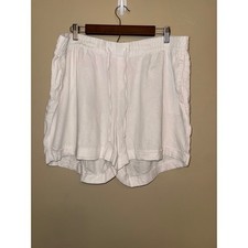 Old Navy Women XL White Linen Elastic Waist Drawstring Shorts Casual minimalist