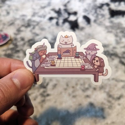 Mimic Gaming Co - Cats Playing RPG Tabletop Gaming Sticker - 3''
