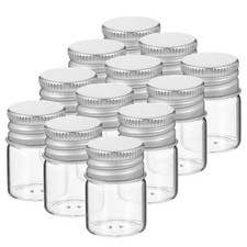24Pcs Mini Glass Bottles Clear Reusable Vials with Screw Caps for Storage