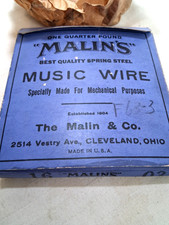 MALIN'S SPRING STEEL MUSIC WIRE 1/4 POUND MALIN  CO. No 16 DIA .037