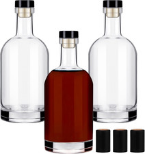 Wine Bottle 3PCS 750 ML Glass Bottles with Lids 25 Oz Clear Glass Bottles with C