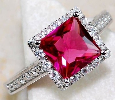 2 kt behandelter Rubin 925 massiv Sterlingsilber Ring Größe 6 UB4-5