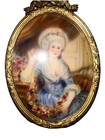 French Ormolu Frame Gold Gilt Woman Blue Dress 1700 Era Clothes Garland Flowers — photo 7