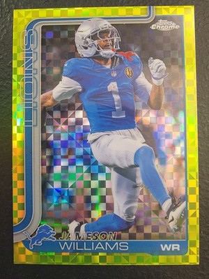2025 Topps Chrome Football Jameson Williams #97 Lime Green X-Fractor