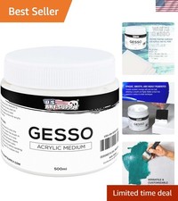 White Gesso Primer 16.9oz - Non-Toxic Gel for Artists' Canvas Prep