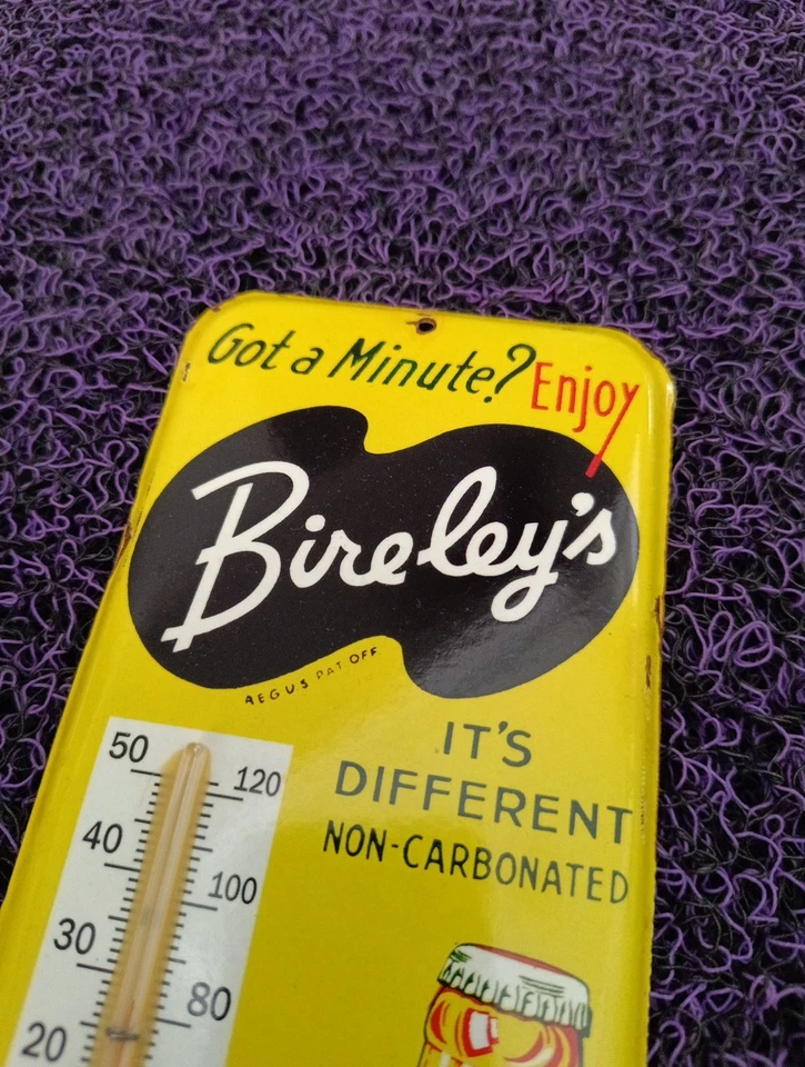 Termómetro vintage Bireley's Orange Drink mercancía de lata 1950 no porcelana Foto 2 de 4