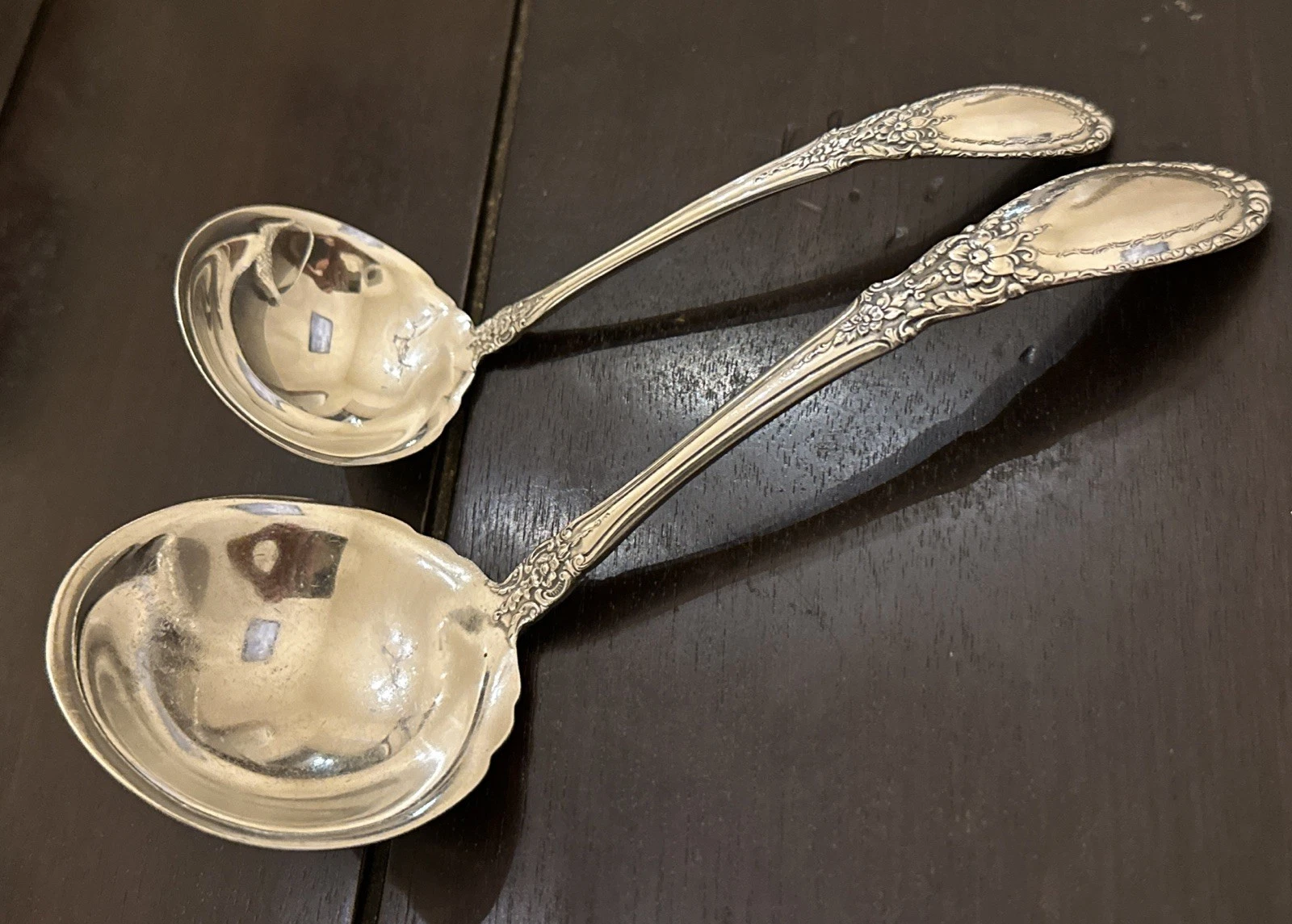 Old Mirror by Towle Sterling Silver 2 Ladles Large Gravy & Small Cream Ladle