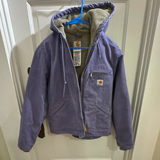 Carhartt Women's WJ141 Purple Hooded Lined Zip Jacket Coat XS