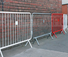Temporary Pedestrian Barriers. Galvanised, Red or White. 