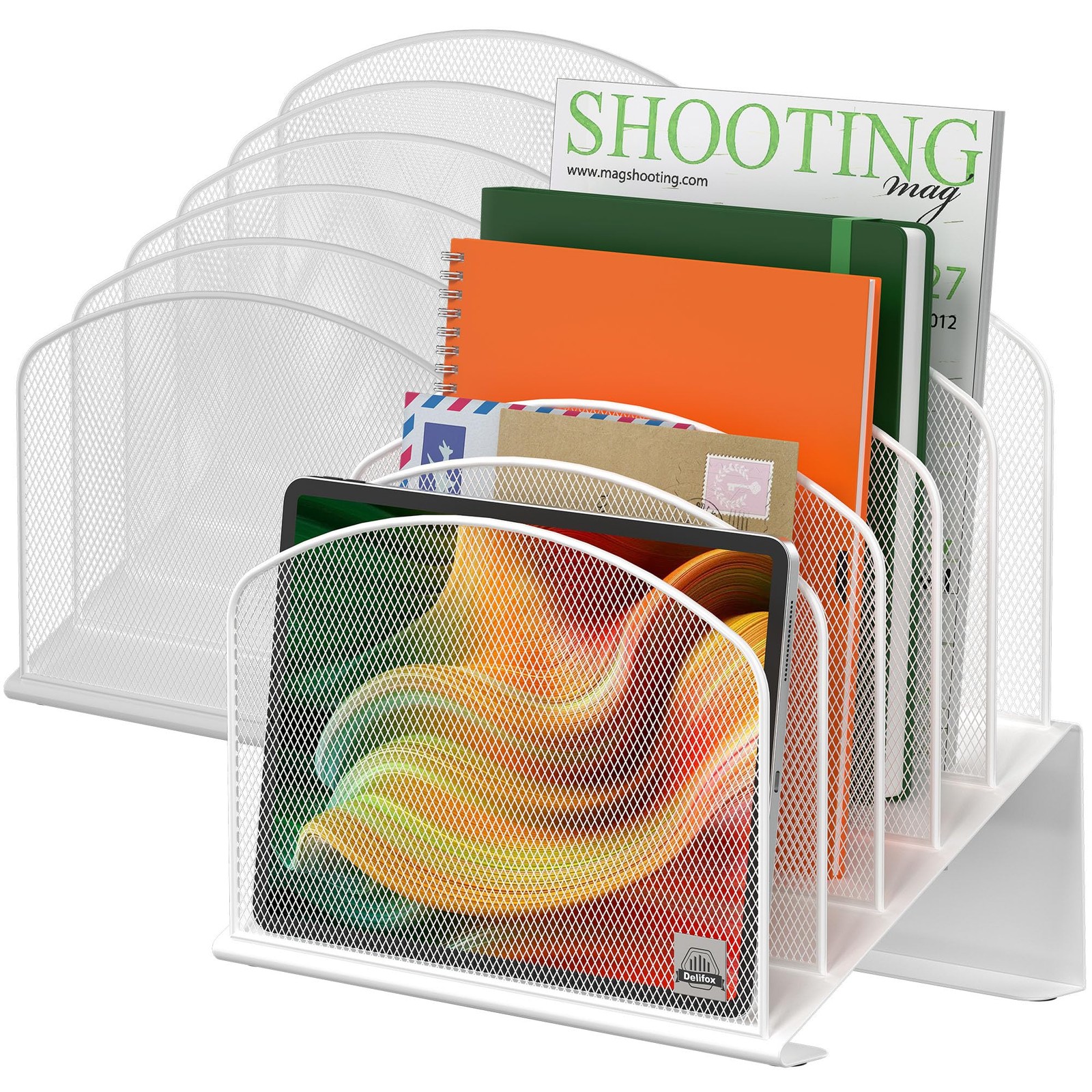 Inclined 5-Section Vertical Desk File Organizer Holder Stand for Documents-image