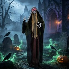 6.1ft Halloween Decorations Outdoor Animatronic Life Size Skeletons Ghost