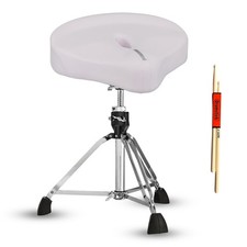 5 Core Drum Throne Padded 4" Ergonomic Drummer Stool Swivel Adjustable White