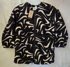 Nike Sportswear Loose High-Pile Jacket Black White Women's FV8025-010 Sz S M