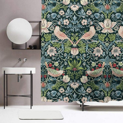 William Morris Cortina de Ducha, Fresa Ladrón Cortinas de Baño Agua - Imagen 3 de 5