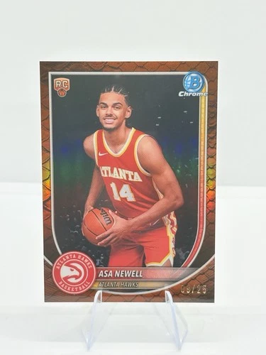 2025 Topps Bowman Chrome Asa Newell /25 Reptilian Parallel RC Hawks
