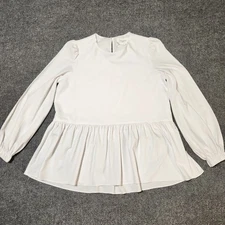 Pomander Place Tuckernuck Carlota Blouse Womans Small White Peplum Top