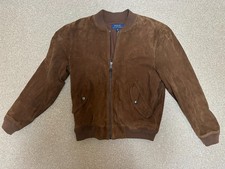Ralph Lauren Suede Flight Bomber Jacket, Country Brown, Men's Size Medium M 
