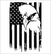 Vinyl Decal for Window - Eagle with American Flag (Various Colors & Sizes)