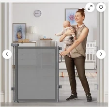 Baby Gates, Caveen Retractable Baby Safety Gate for Doorway,Stair, 34" x 55"