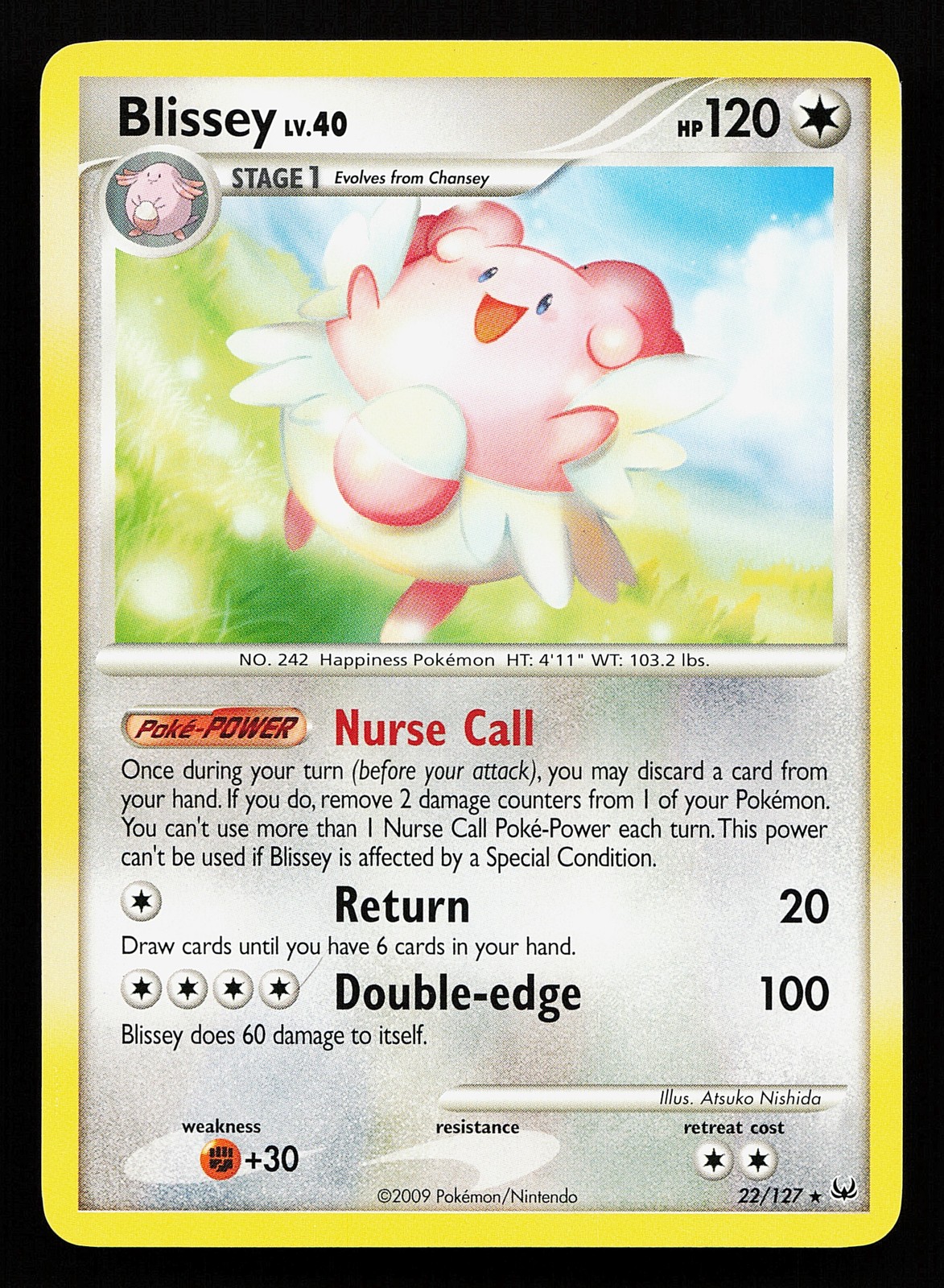 Blissey 22/127 Rare Platinum Pokémon Card