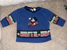 Vintage Disney Mickey And Co Kids Toddler Crewneck Sz 2T Embroidered Race Car