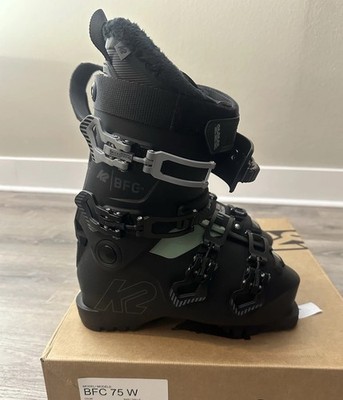 K2 BFC 75 WOMENS SKI BOOTS SIZE 23.5 / US 6.5 BLACK / MINT GREEN