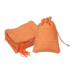 4x5.5 Inch Burlap Bags with Drawstring, 50 Pcs Linen Gift Bags, Orange