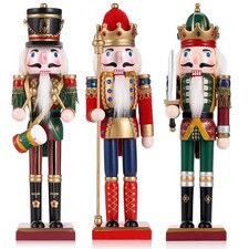 3 Pcs Wooden Christmas Nutcracker Soldier,30CM Traditional 30CM, Brown