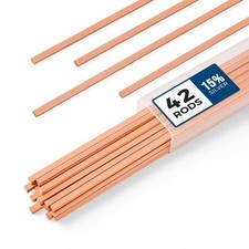 Brazing Rods 15 Silver Phos Copper 42 pcs 0.050"x1/8"x10" AWS BCuP-5 HVAC