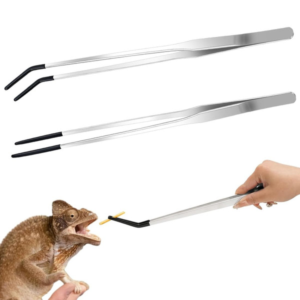 2 StüCk Aquarium Pinzette Edelstahl Gerade Pinzette Und Gebogene Spitze Pinzette-image
