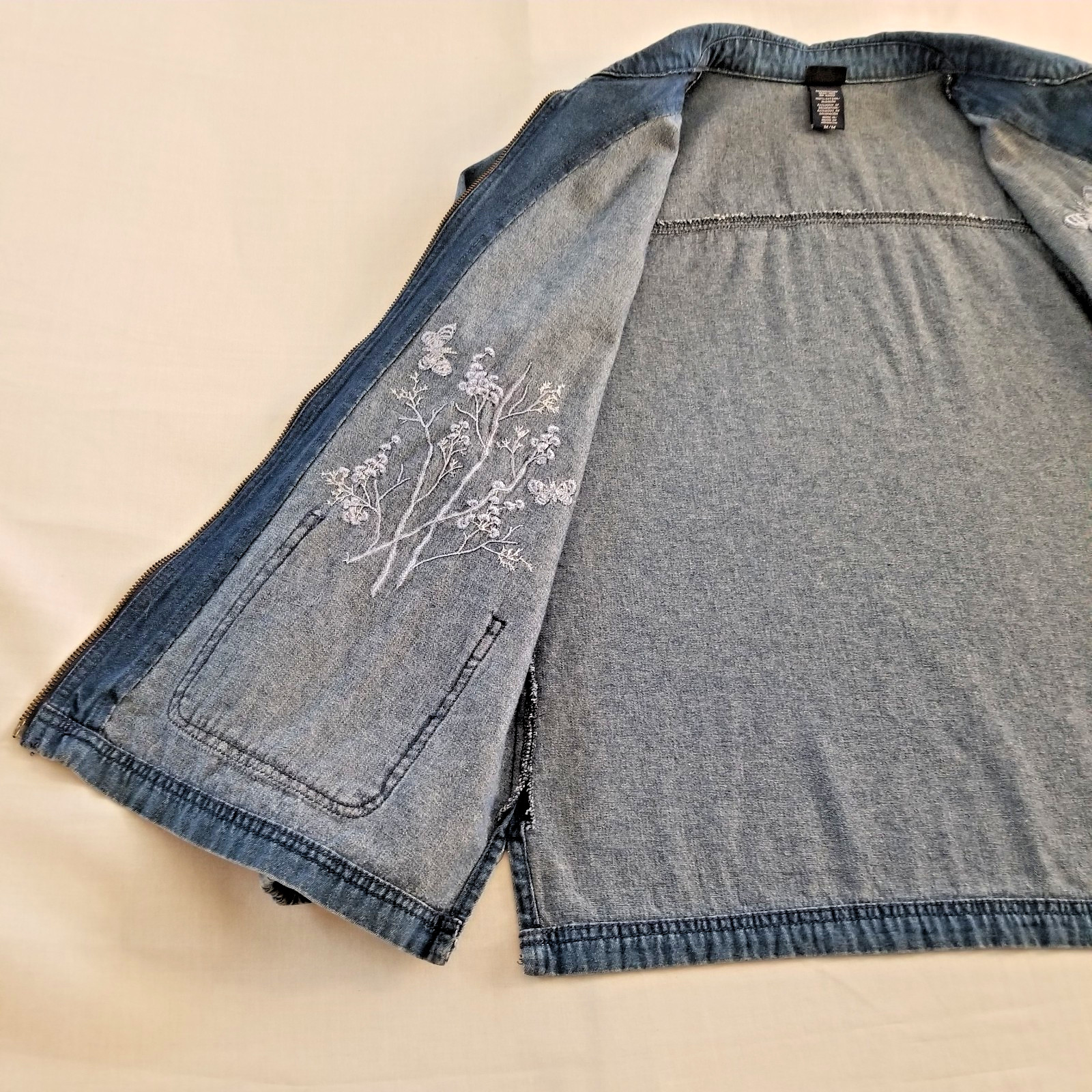 Jean Jacket Women's Basic Edition  M 2Pockets Zip… - image 7