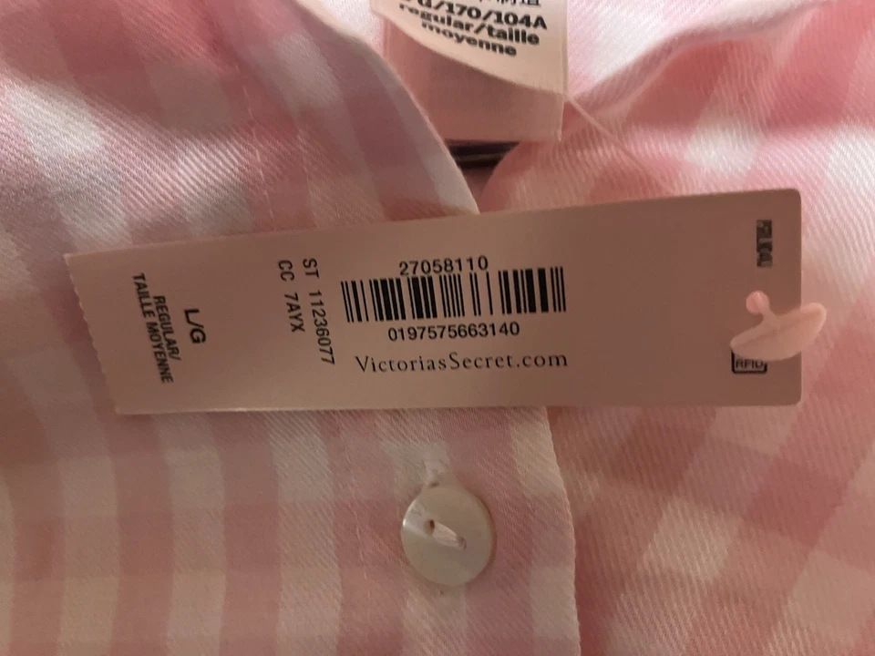 VICTORIA'S SECRET Pajama Set Soft Cotton Modal PJ’s Pink Gingham Large L - Image 4 of 4