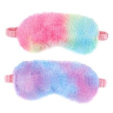 2 Pack Plush Sleeping Eye Mask Soft Plush Eye Mask Fuffy Eye Cover Rainbow