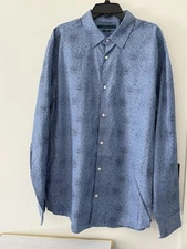 2XLT Perry Ellis Long Sleeve Cotton Button Front Big & Tall Shirt Multi NWT