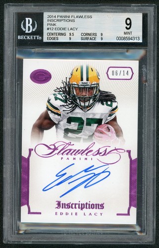 2014 Panini Flawless Football Eddie Lacy Inscriptions Pink Auto /14 BGS 9 Autogramm 9